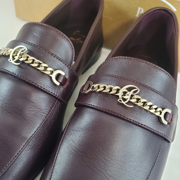 NWT$1095 Louboutin MJ Moc Brown Leather Chain Red Sole Flat Loafers Sz 36.5, 6.5 - Picture 7 of 16